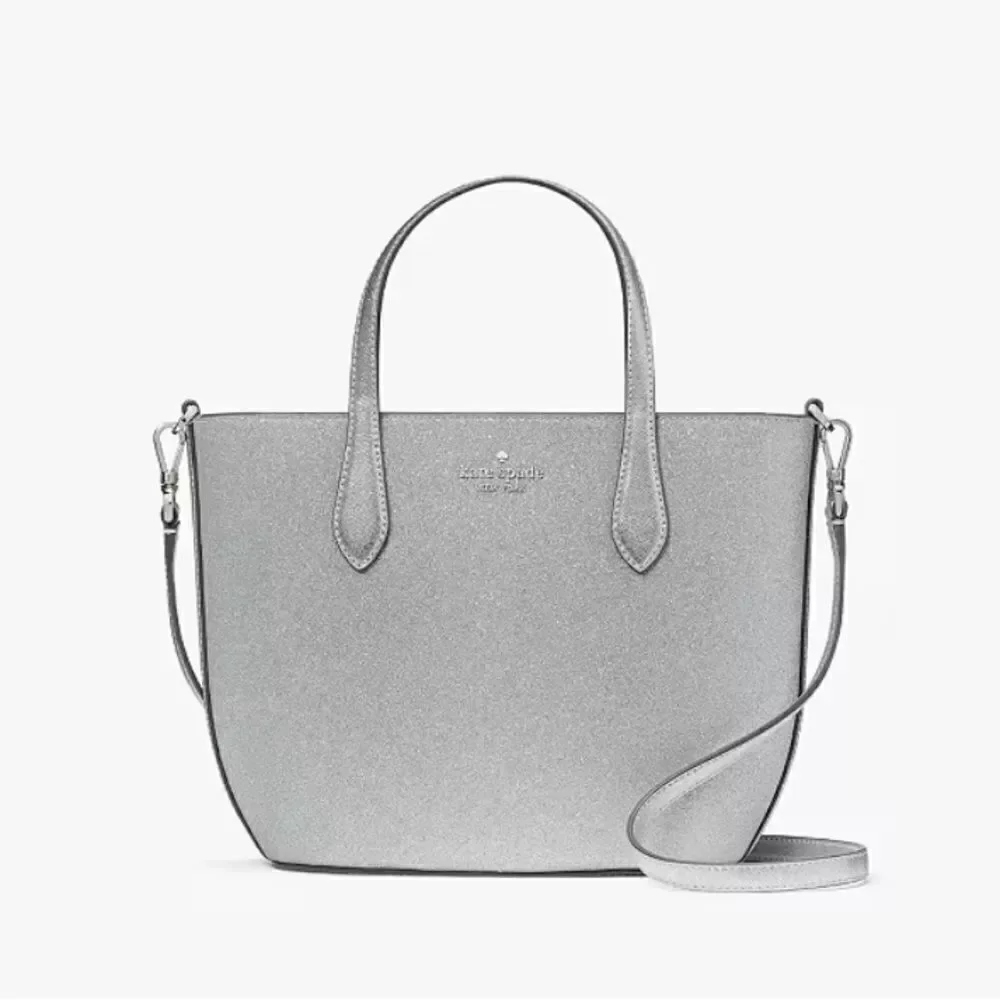 KATE SPADE Silver Glimmer Satchel Crossbody Bag Purse